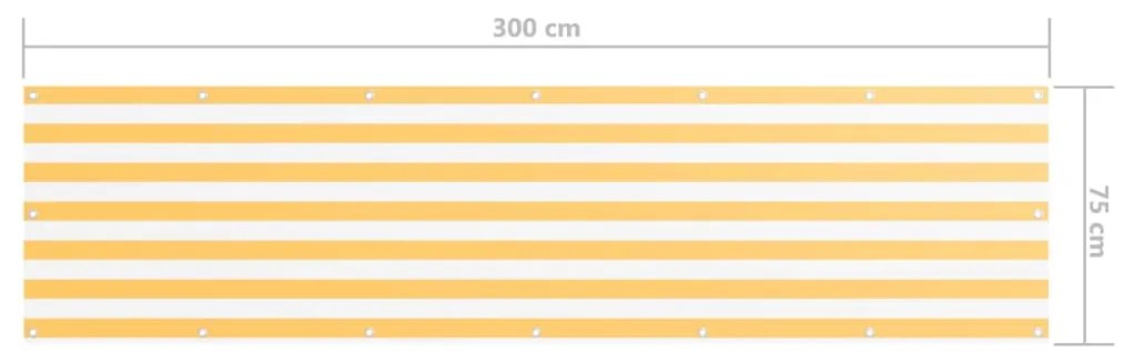 Tela de varanda 75x300 cm tecido Oxford branco e amarelo