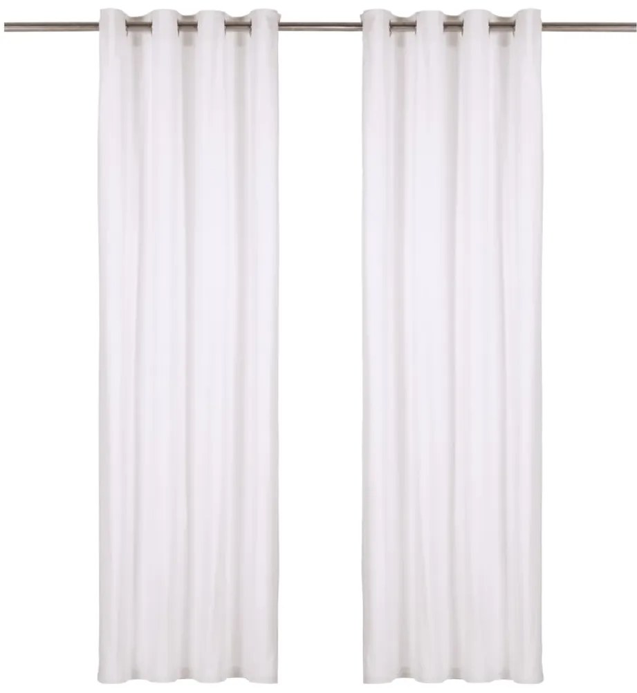 vidaXL Cortinas com argolas de metal 2 pcs algodão 140x225 cm branco