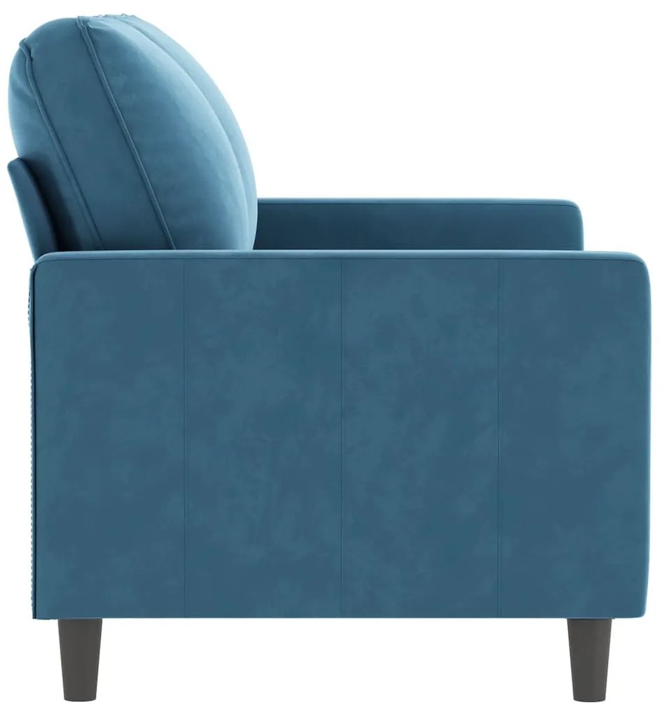 Sofá de 2 lugares veludo 120 cm azul