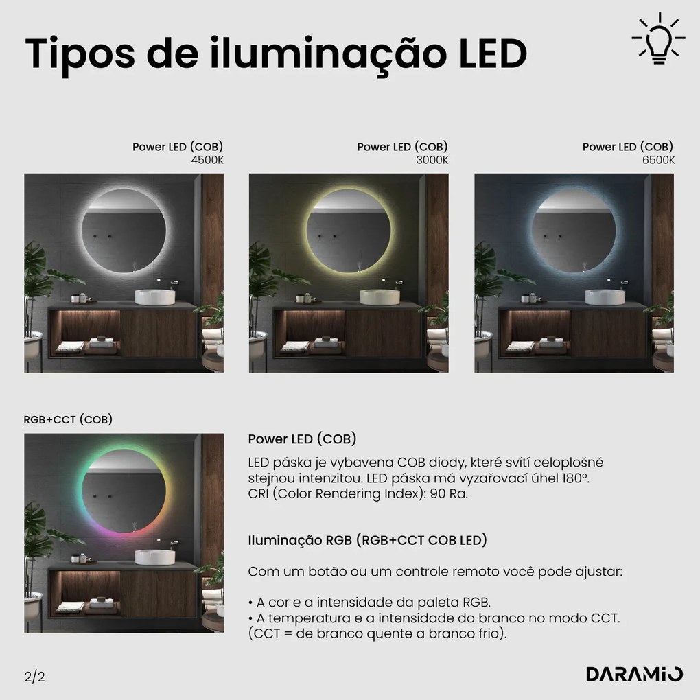 Espelho meia-lua com luz E5
