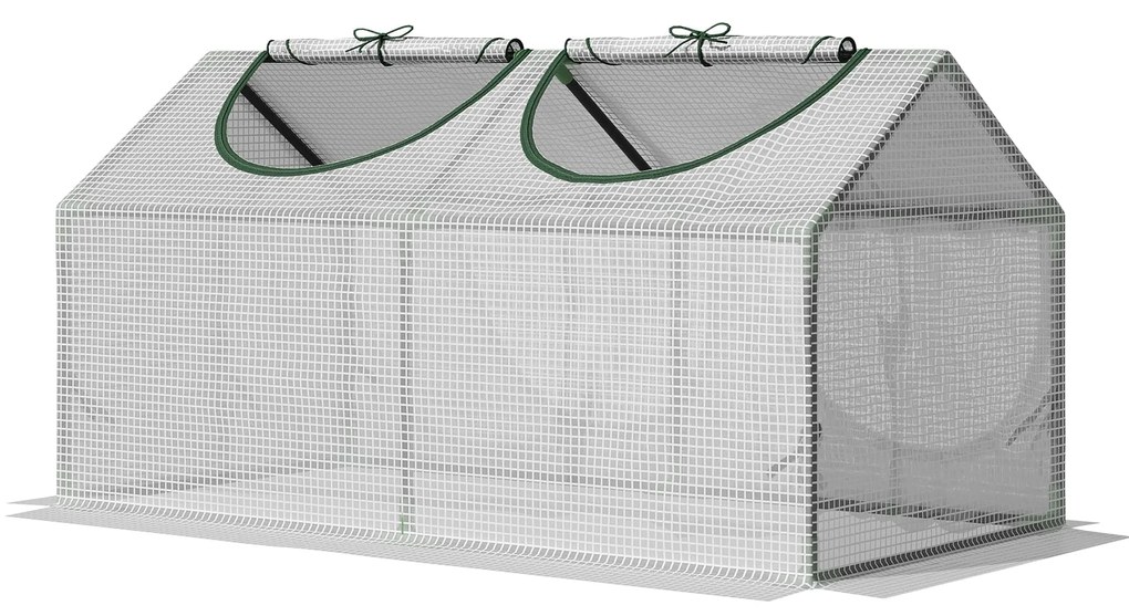 Outsunny Estufa 120x60x60cm Estufa de Jardim com 2 Janelas Enroláveis para Cultivo de Plantas Verduras Flores Branco Translúcido