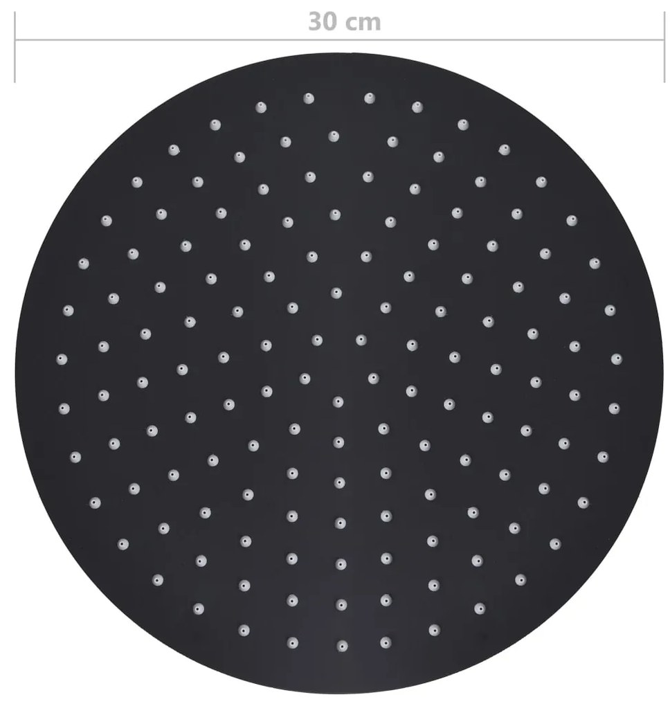 Cabeça de chuveiro redonda 30 cm aço inoxidável preto