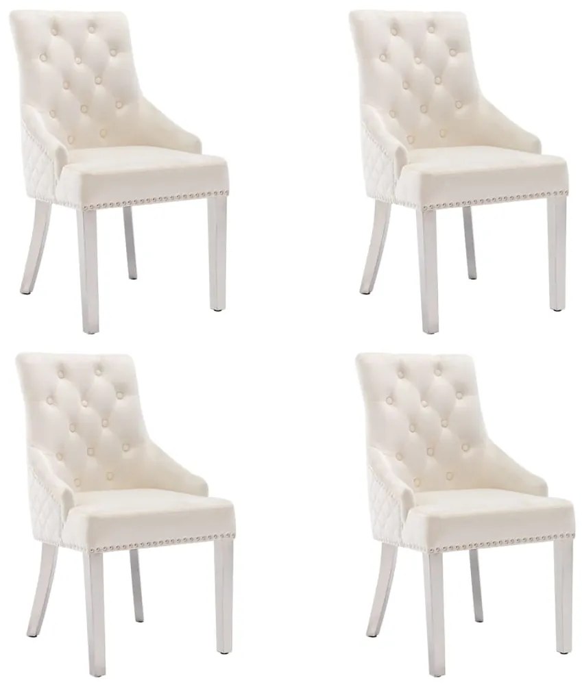3080232 vidaXL Cadeiras de jantar 4 pcs veludo cor creme