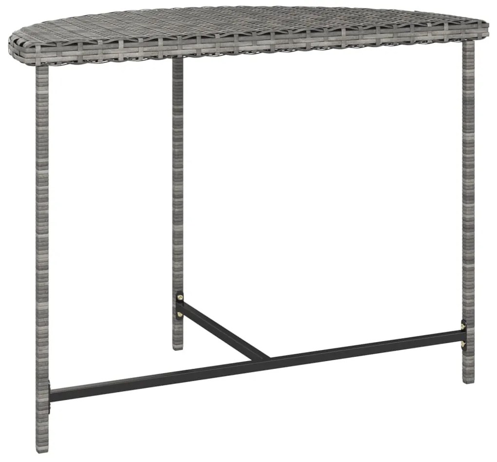 Mesa de jardim 100x50x75 cm vime PE cinzento