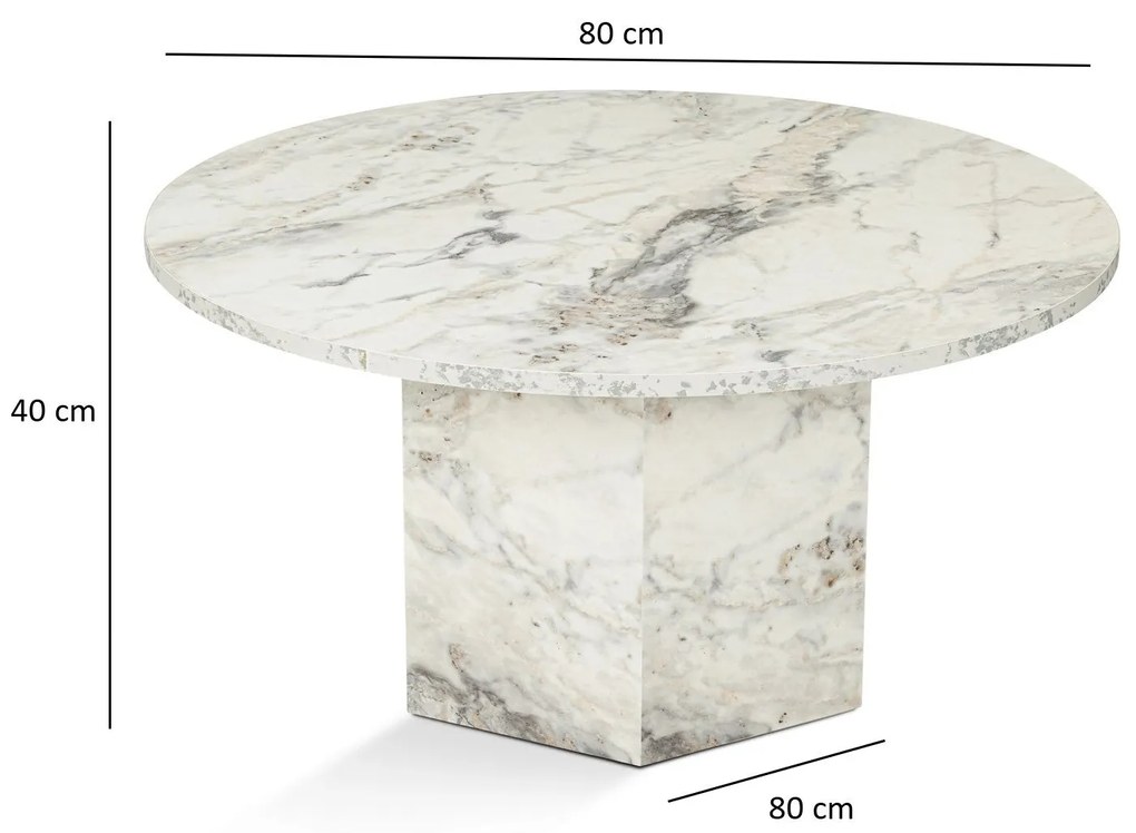 Mesa de Café Nova - Freesia Marble - 80cm x 40cm x 80cm