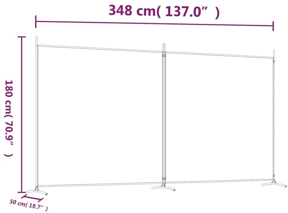 Divisória/biombo com 2 painéis 348x180 cm tecido castanho