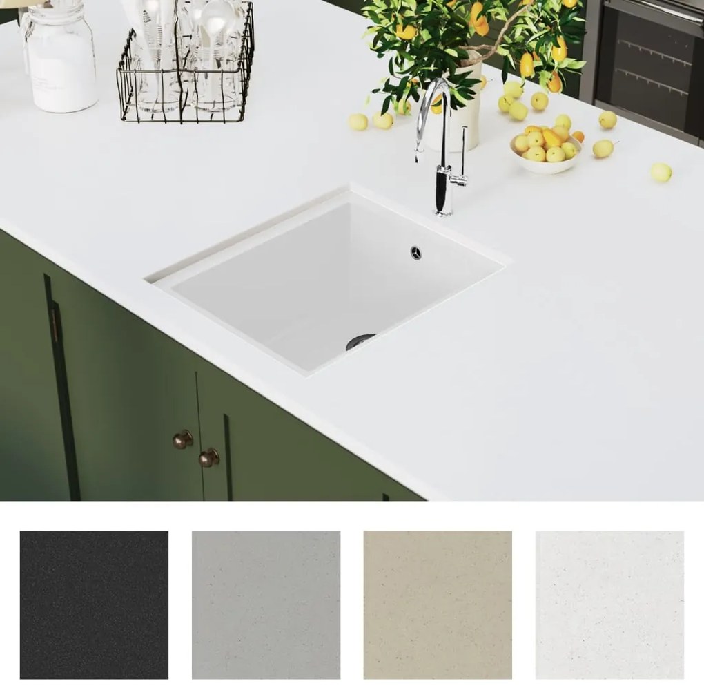 Lava-louça cozinha c/ orifício extravasamento granito branco