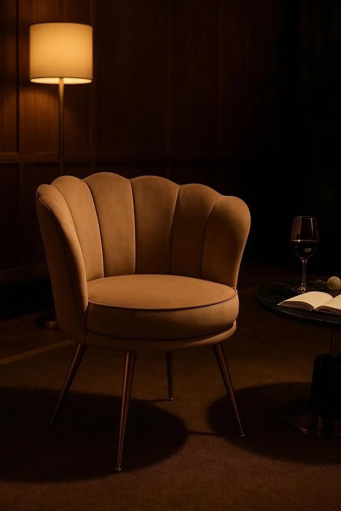 Cadeira Dunsa Golden Veludo - Champanhe