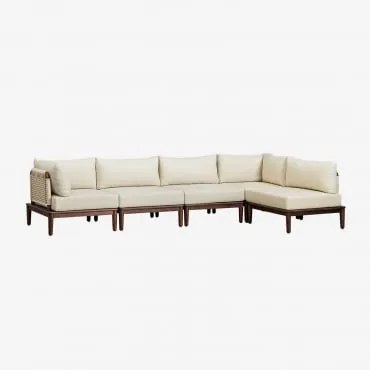 Sofá De Canto De Jardim Modular Giulia De 5 Peças Em Acácia Crema - Sklum