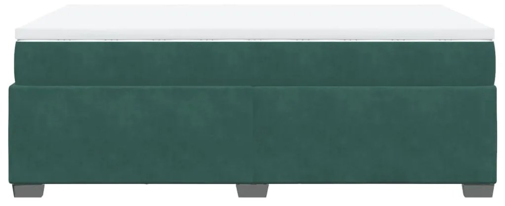 Cama boxspring com colchão 120x200 cm veludo verde-escuro