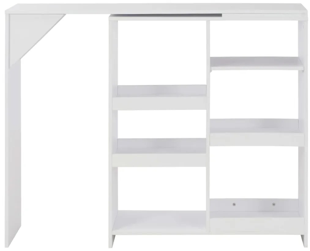 Mesa de bar com prateleira movível branco 138x39x110 cm
