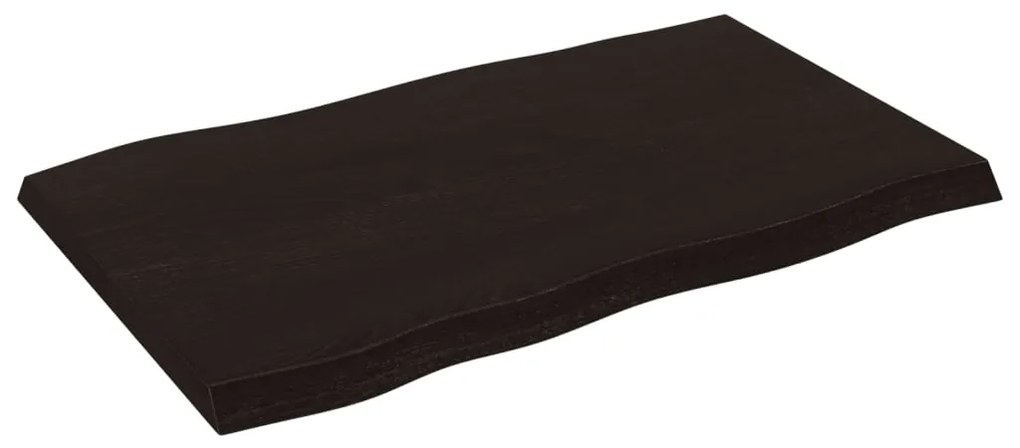 Tampo de mesa com bordas vivas maciço tratado castanho-escuro