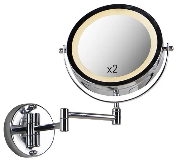 Espelho de parede design cromado com LED regulável dim to warm ajustável IP44 - Vicino Moderno