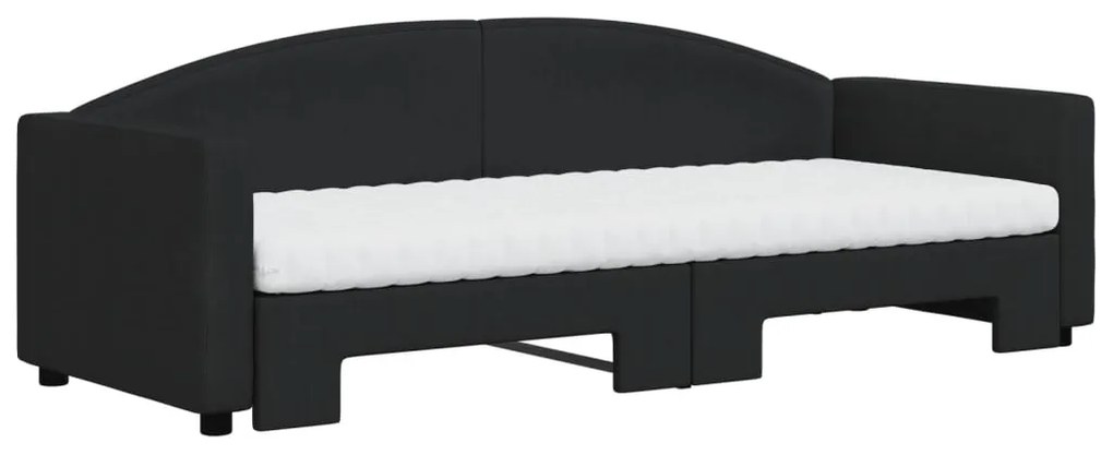 Sofá-cama com gavetão e colchões 80x200 cm tecido preto