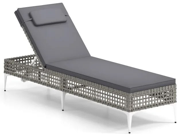 Conjunto de 4 móveis de pátio em corda de PE, conjunto de bistrô para conversação com almofadas e mesa de centro de vidro temperado, branco