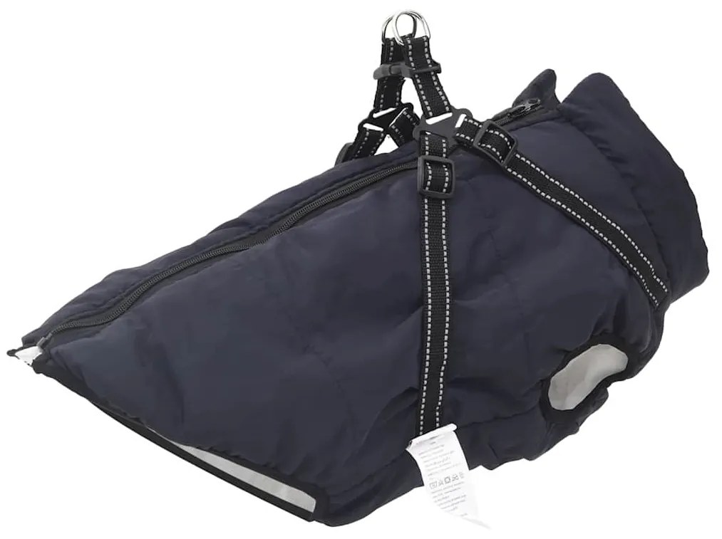 vidaXL Casaco para Cães com arnês Azul Marinho 3XL Velo e Poliéster