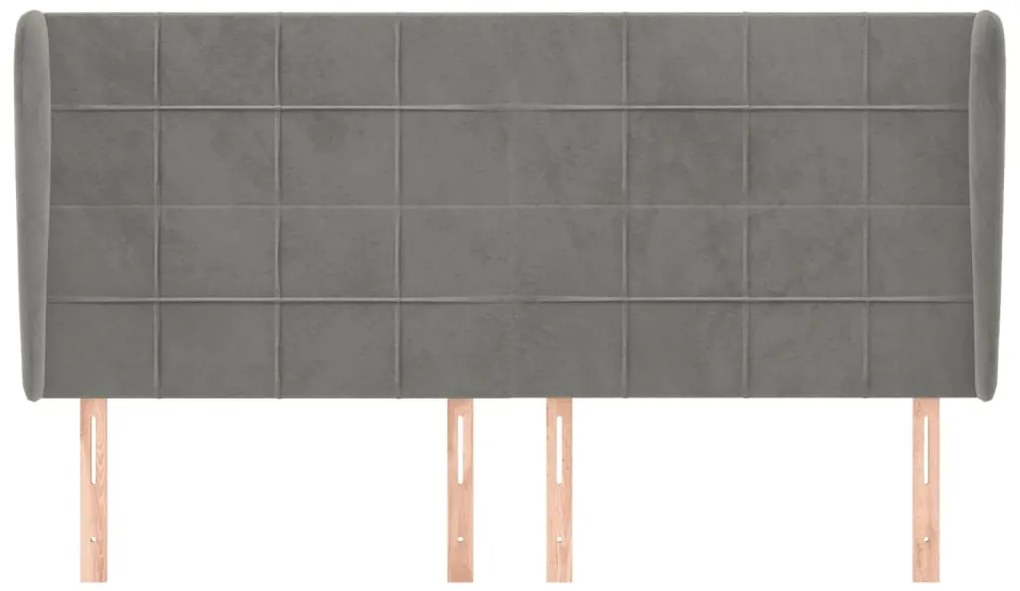 Cabeceira cama c/ abas veludo 183x23x118/128 cm cinzento-claro