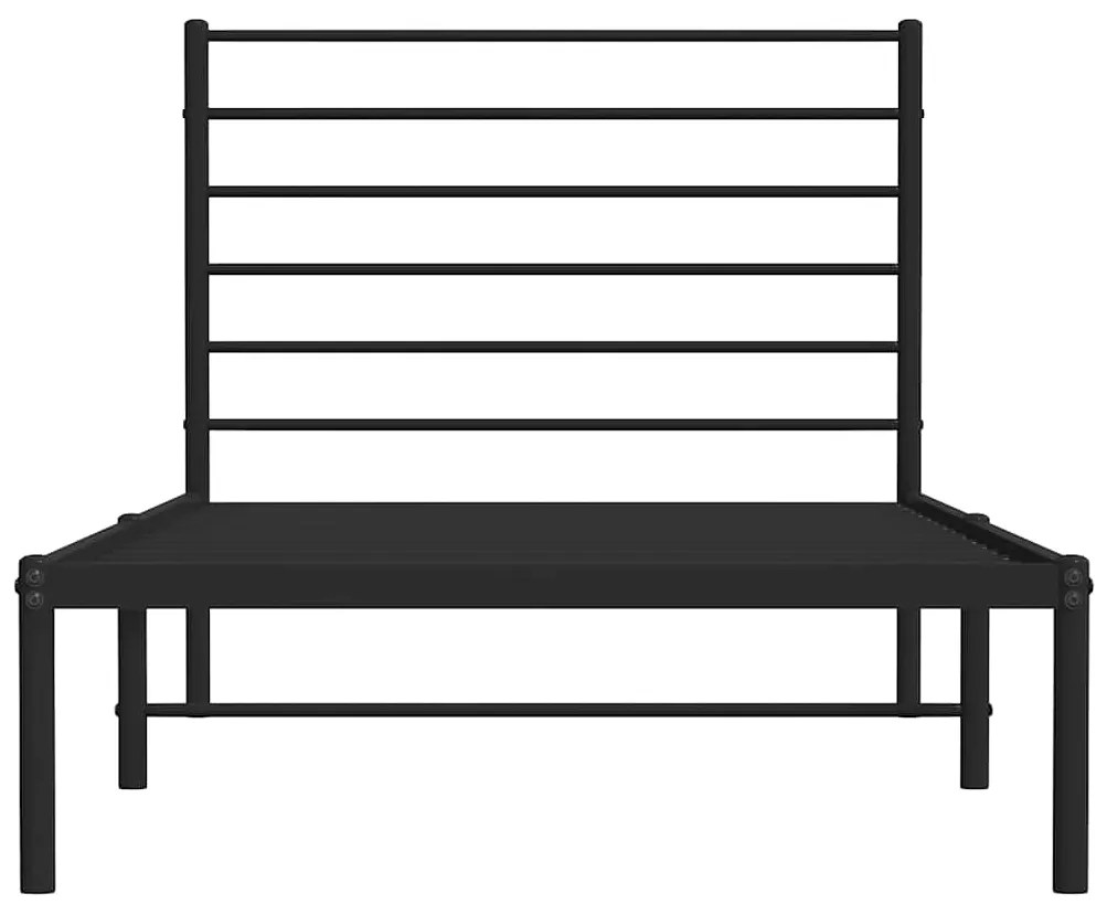 Estrutura de cama com cabeceira 100x200 cm metal preto