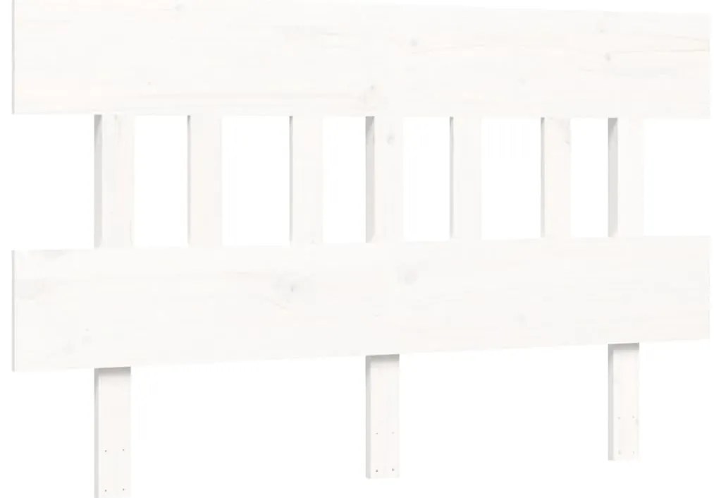 Estrutura de cama com cabeceira 140x200cm madeira maciça branco
