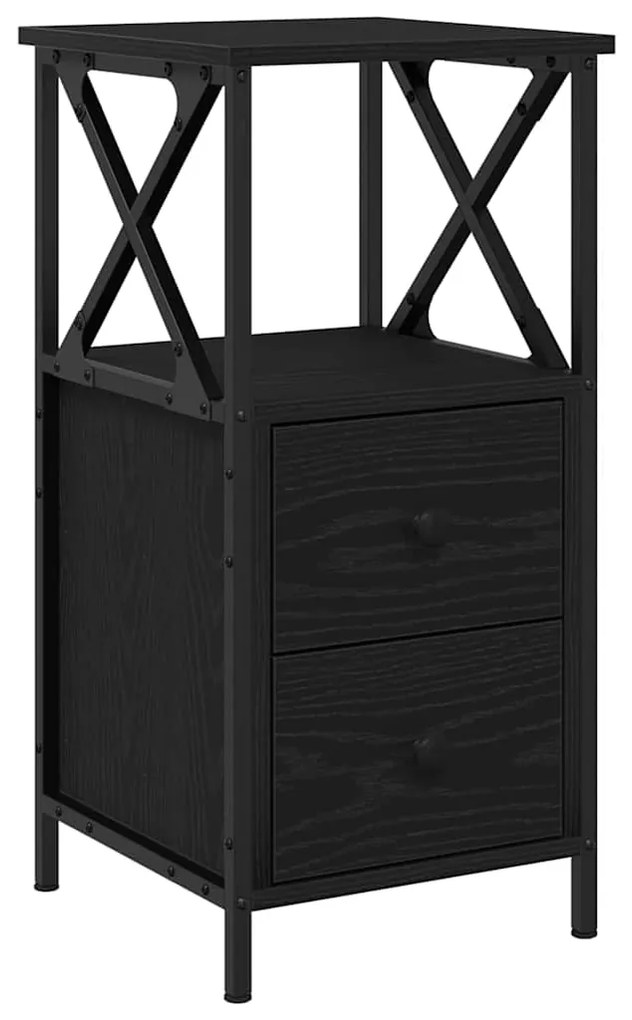 Mesa de Cabeceira vidaXL em Madeira de Carvalho Preta 34x35,5x70 cm em