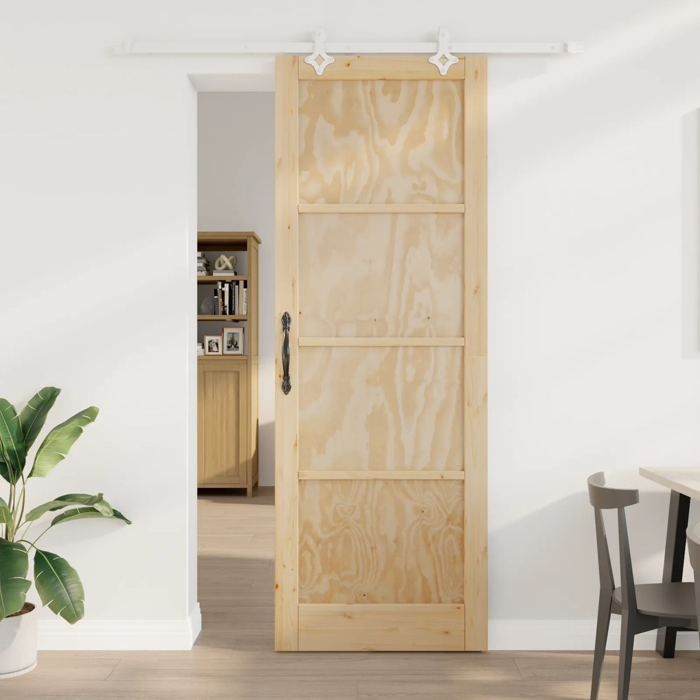 Porta Deslizante vidaXL com Conjunto de Ferragens 83x232 cm Madeira de