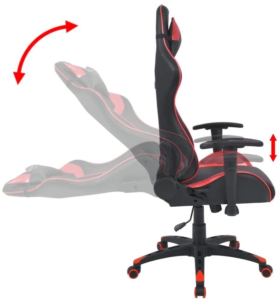 Cadeira escritório reclin. estilo corrida pele artif. vermelho