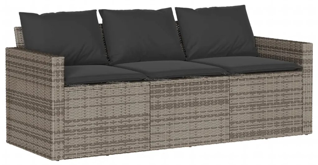 6 pcs conjunto sofás de jardim com almofadões vime cinzento