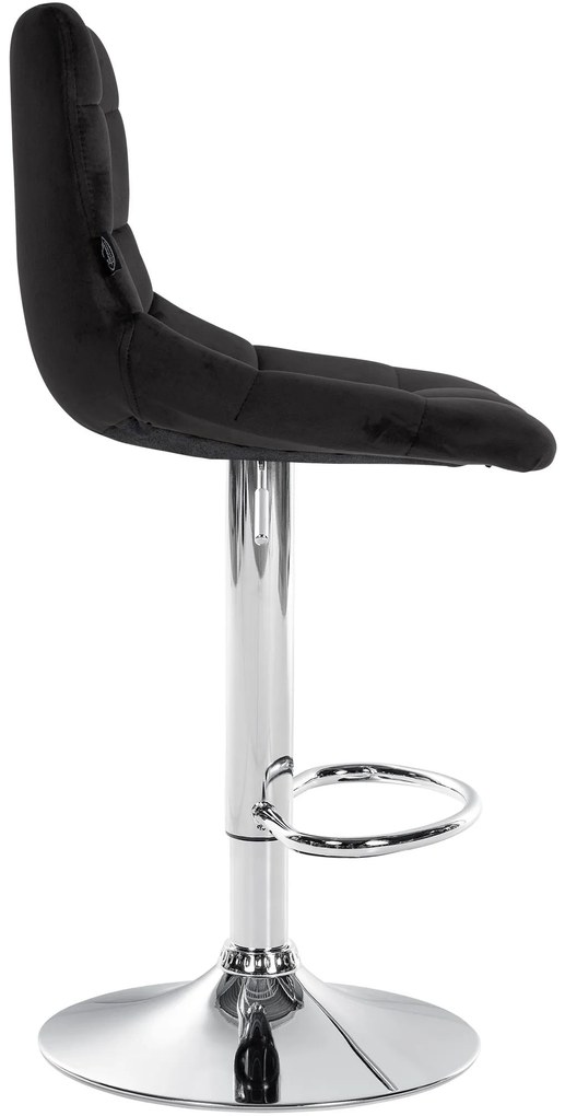 Banco de bar Jerry em veludo com estrutura cromada 87-108,5 x 43 x 46,5 cm Preto