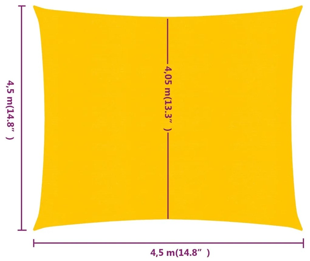 Para-sol estilo vela quadrado 160 g/m² 4,5x4,5 m PEAD amarelo