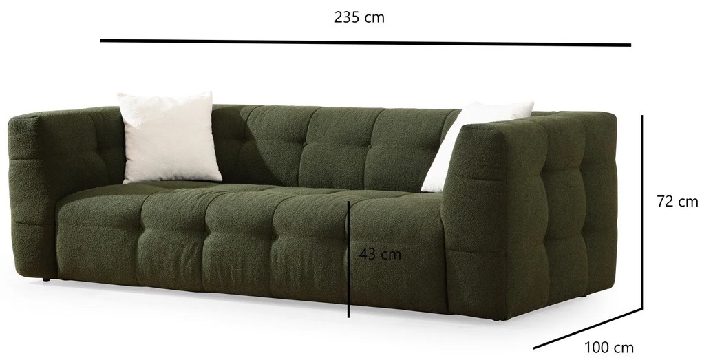 Sofá de 3 Lugares Cady – Verde – 235x100x72 cm