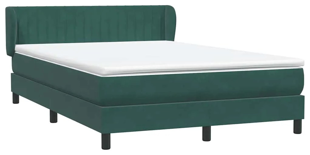 Box Cama primavera com Colchão Verde Escuro 140x210 cm Veludo
