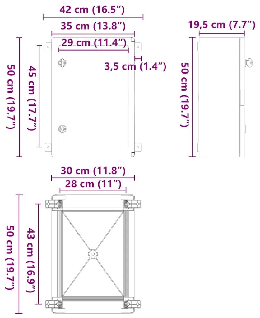 Armário de Controle IP65 Impermeável Cinza 35x19,5x50 cm Plástico ABS