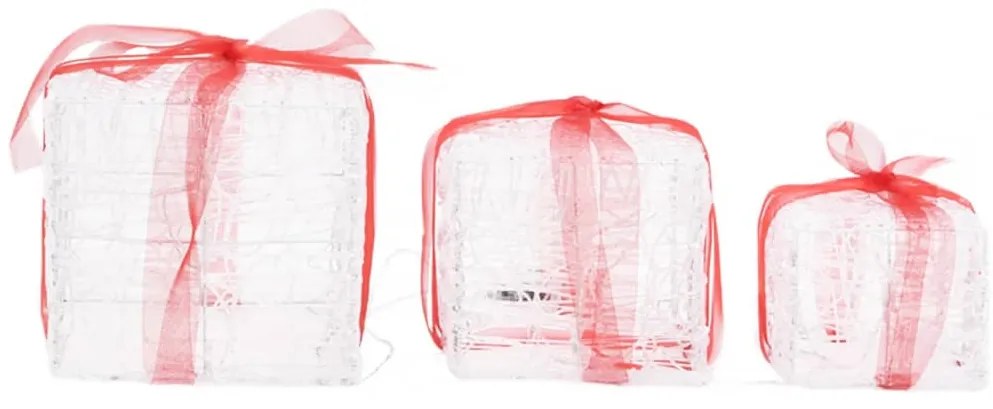 Caixas presentes Natal decorativas 3 pcs acrílico colorido