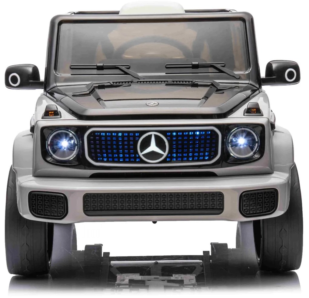 Carro elétrico para crianças Mercedes-Benz EQG 12V, partes da carroçaria iluminadas com LED, controlo remoto de 2,4 GHz, entrada USB/AUX, bateria de l