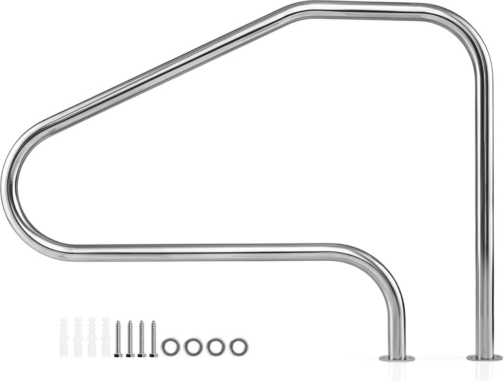 Corrimão para Piscina, 130 x 94 cm, Capacidade de Carga de 180 kg, Prateado