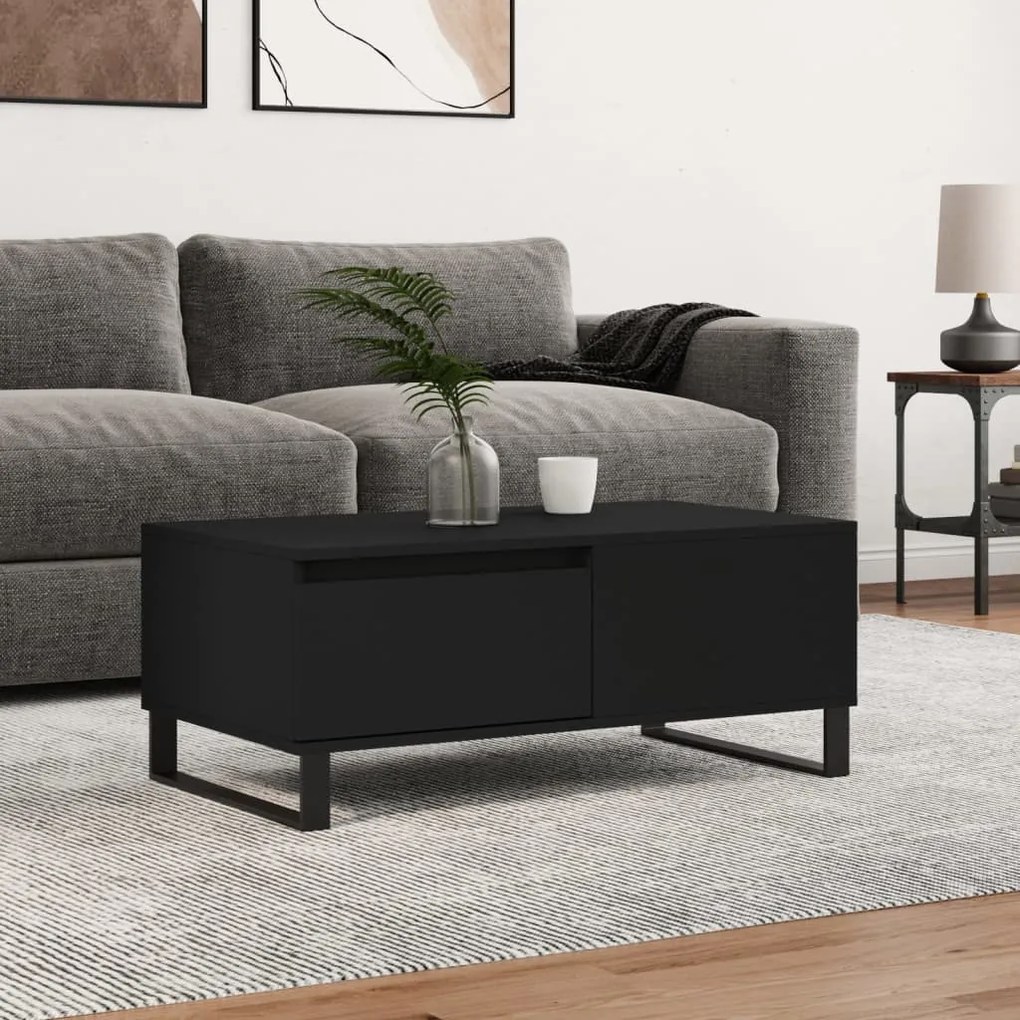 vidaXL Mesa de centro 90x50x36,5 cm derivados de madeira preto