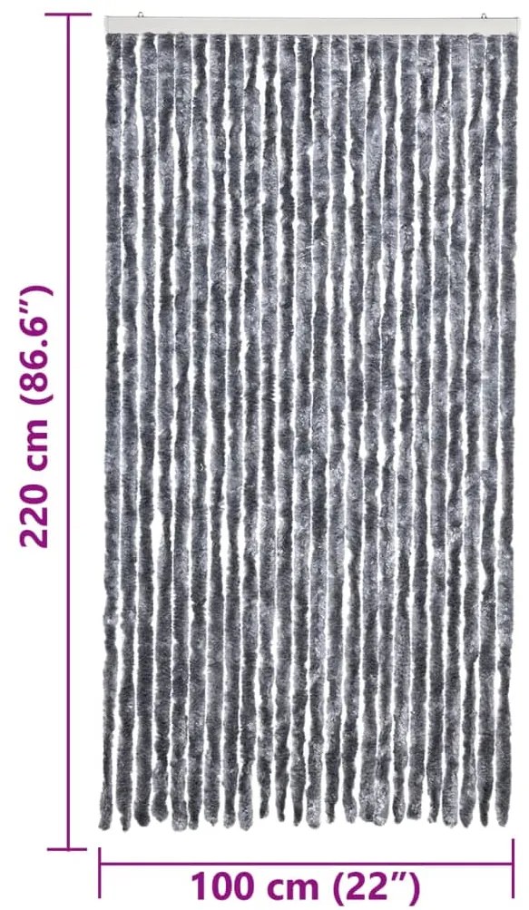 Cortina anti-insetos 100x220 cm chenille prateado