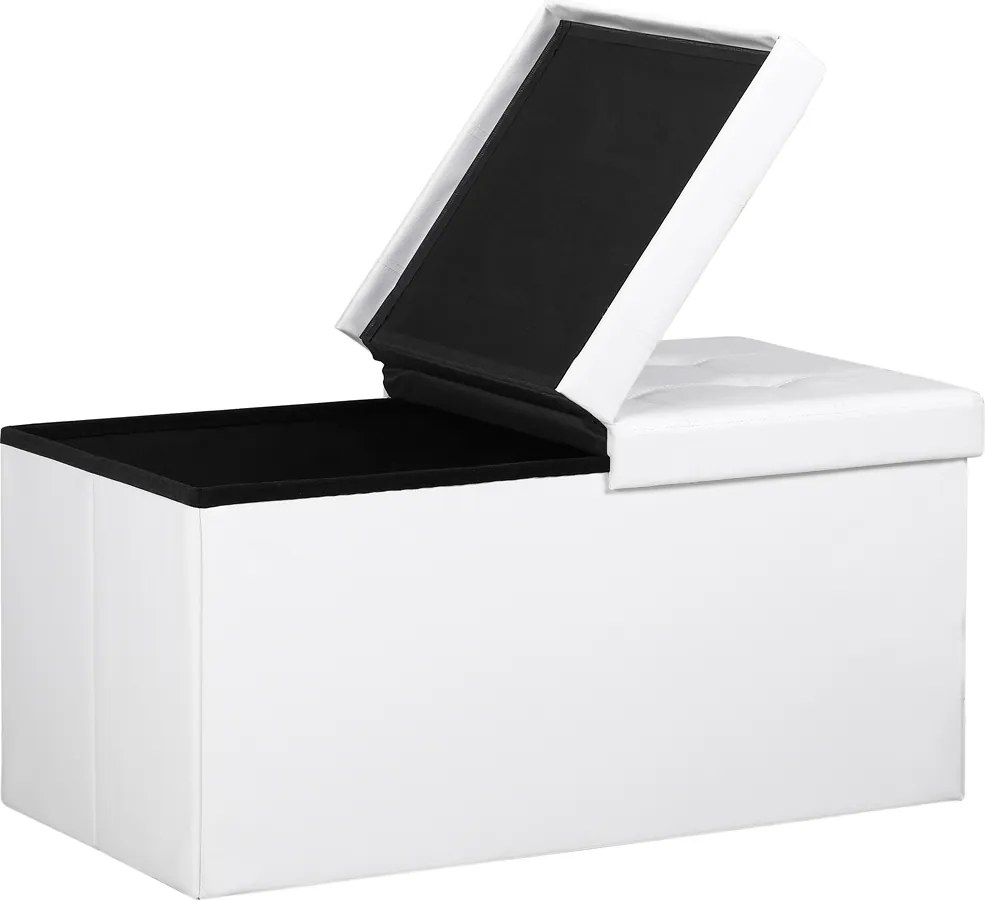 Banco dobrável com espaço de arrumação 80 x 40 x 40 cm Branco