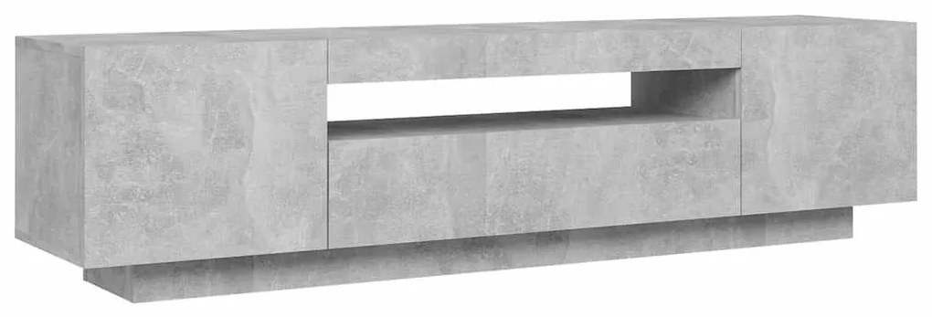 Móvel de TV com luzes LED 160x35x40 cm cinzento cimento