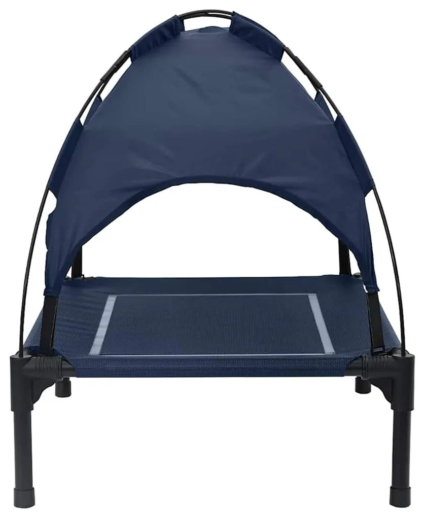 Cama Elevada para Cães com Telhado Removível Azul-marinho Aço