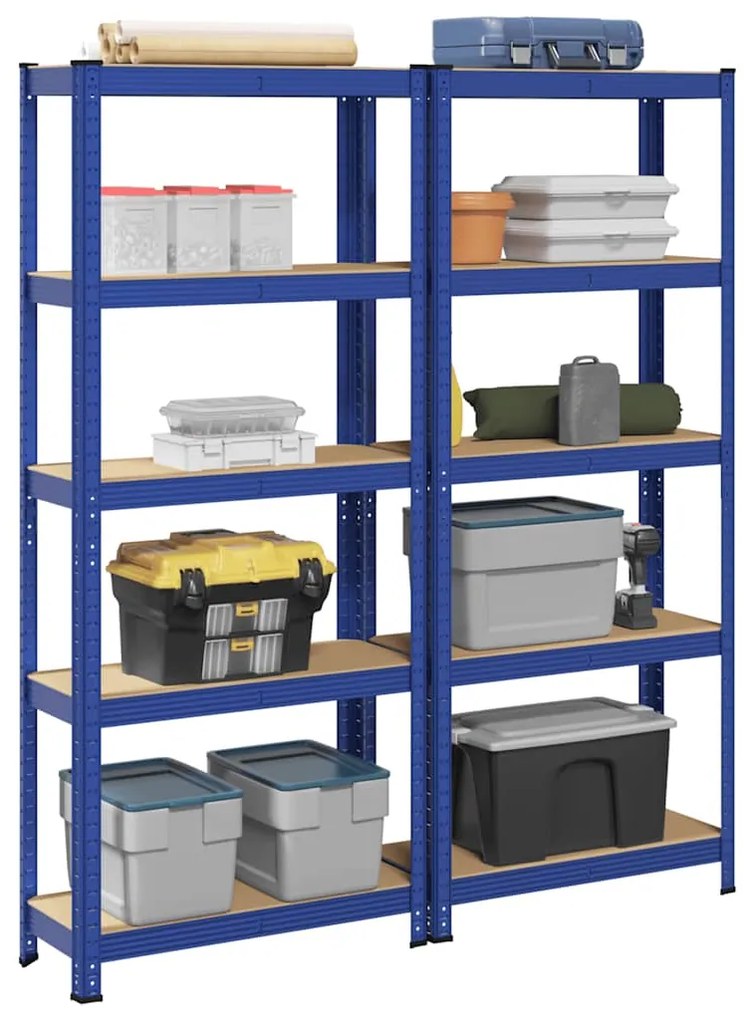 Prateleiras de armazenamento de 5 camadas 2 pcs aço azul
