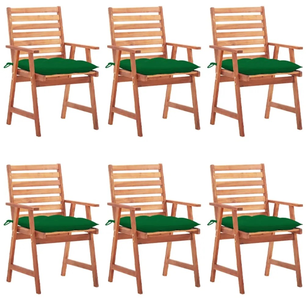 vidaXL Cadeiras de jantar p/ jardim 6 pcs c/ almofadões acácia maciça