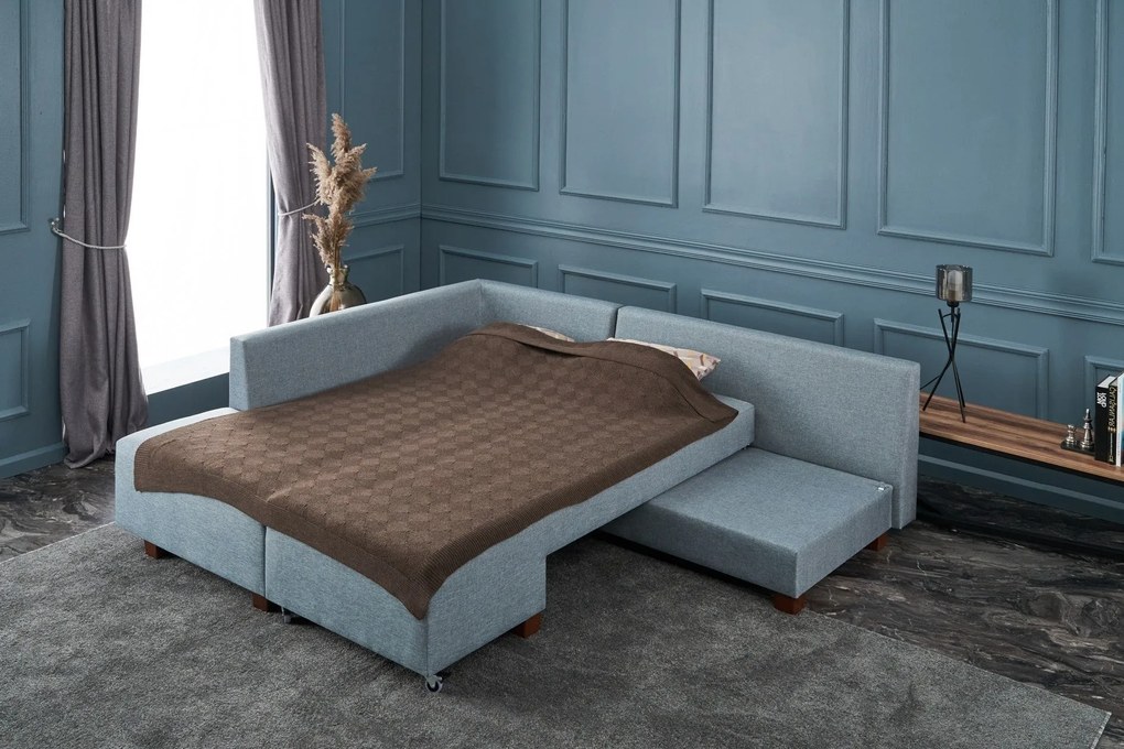 Sofá-Cama de Canto Manama – Azul Claro – 280x85x206 cm
