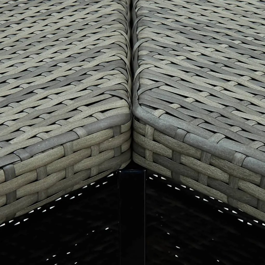 4 pcs conjunto de bar p/ jardim c/ almofadões vime PE cinzento