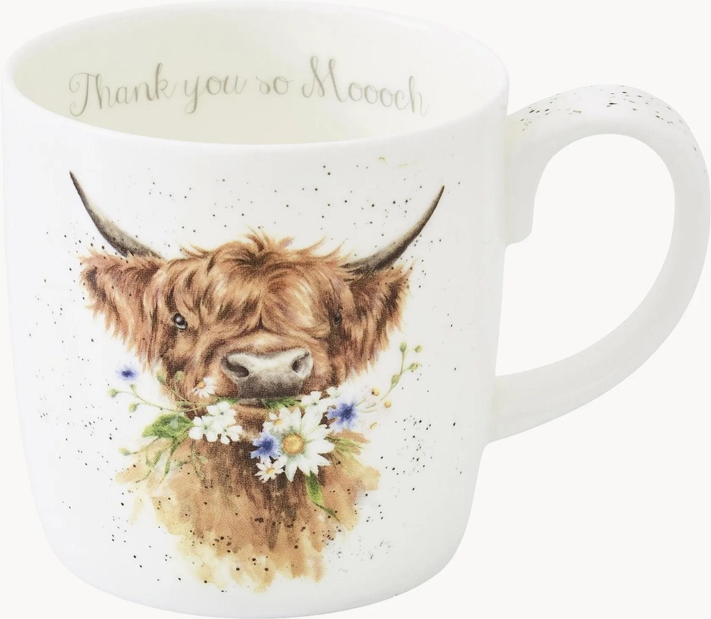 Caneca em porcelana Fine Bone China Thank You Cow