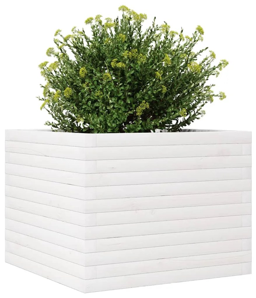 Vaso/floreira de jardim 60x60x46 cm pinho maciço branco