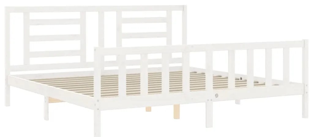 Estrutura cama Super King Size c/ cabeceira madeira branco