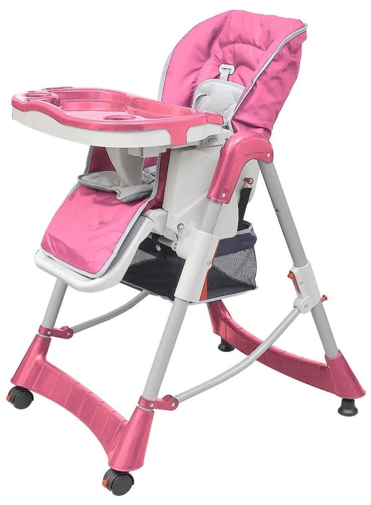 10062 vidaXL Cadeira de bebé alta Deluxe rosa altura ajustável