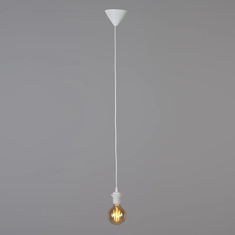 Candeeiro de suspensão moderno branco com cúpula preta 45 cm - Pendant