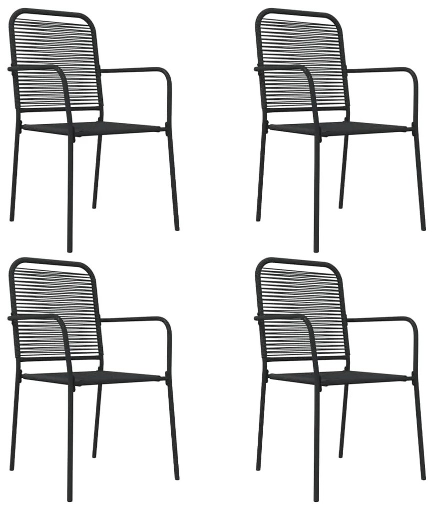 5 pcs conjunto de jantar p/ jardim corda de algodão e aço preto